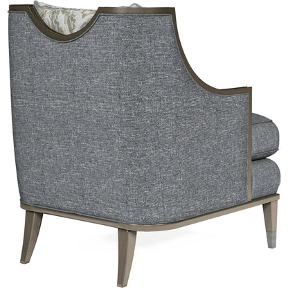 Harper Chair by A.R.T. Furniture in blue and mica, lichen. Made from rubberwood solids, foam, fabric, metal in a traditional style.