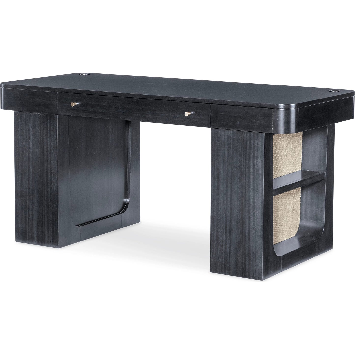 003 SI-2626246 | Additional Silo | Kenzo Adjustable-Height Desk by Hooker Furniture in black and classic black. wood grain. Made from eucalyptus veneers, raffia in a unique style.