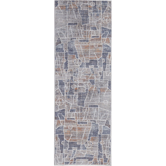 Francisco Transitional Rug - 39D4F by Feizy in blue, gray, orange. Made from unique in a unique style.