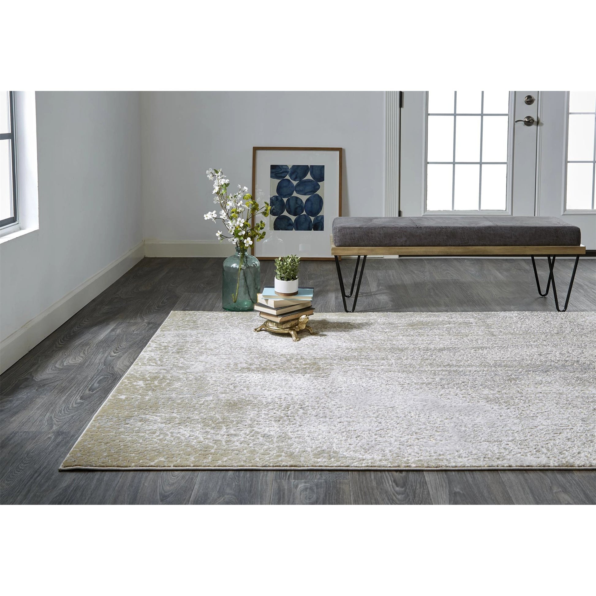 Aura Rug - 3739F by Feizy in ivory, gray, gold. Made from polyester, polypropylene in a unique style.