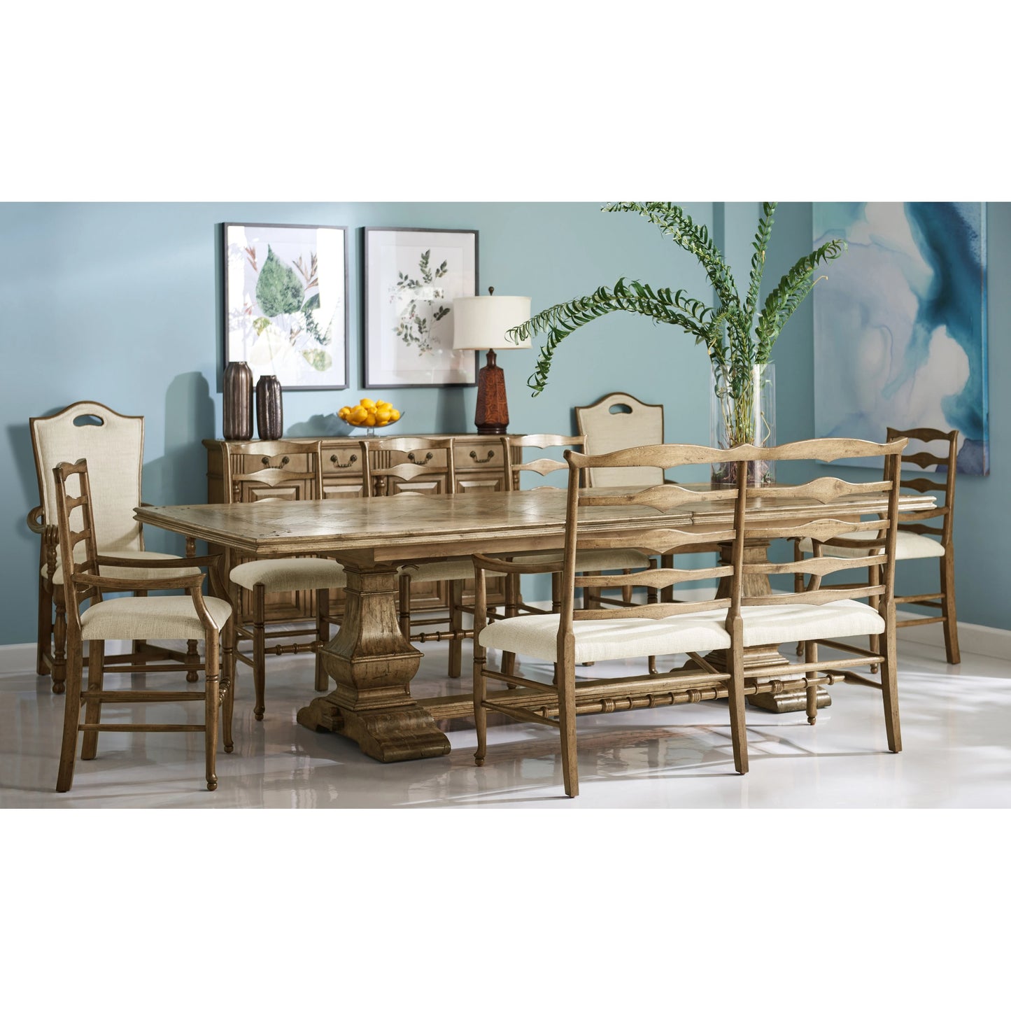007 SI-1991020 | Lifestyle | Casual Accents Medium Driftwood Parquet Top Dining Table by Jonathan Charles in medium brown driftwood. Made from acacia in a modern style.