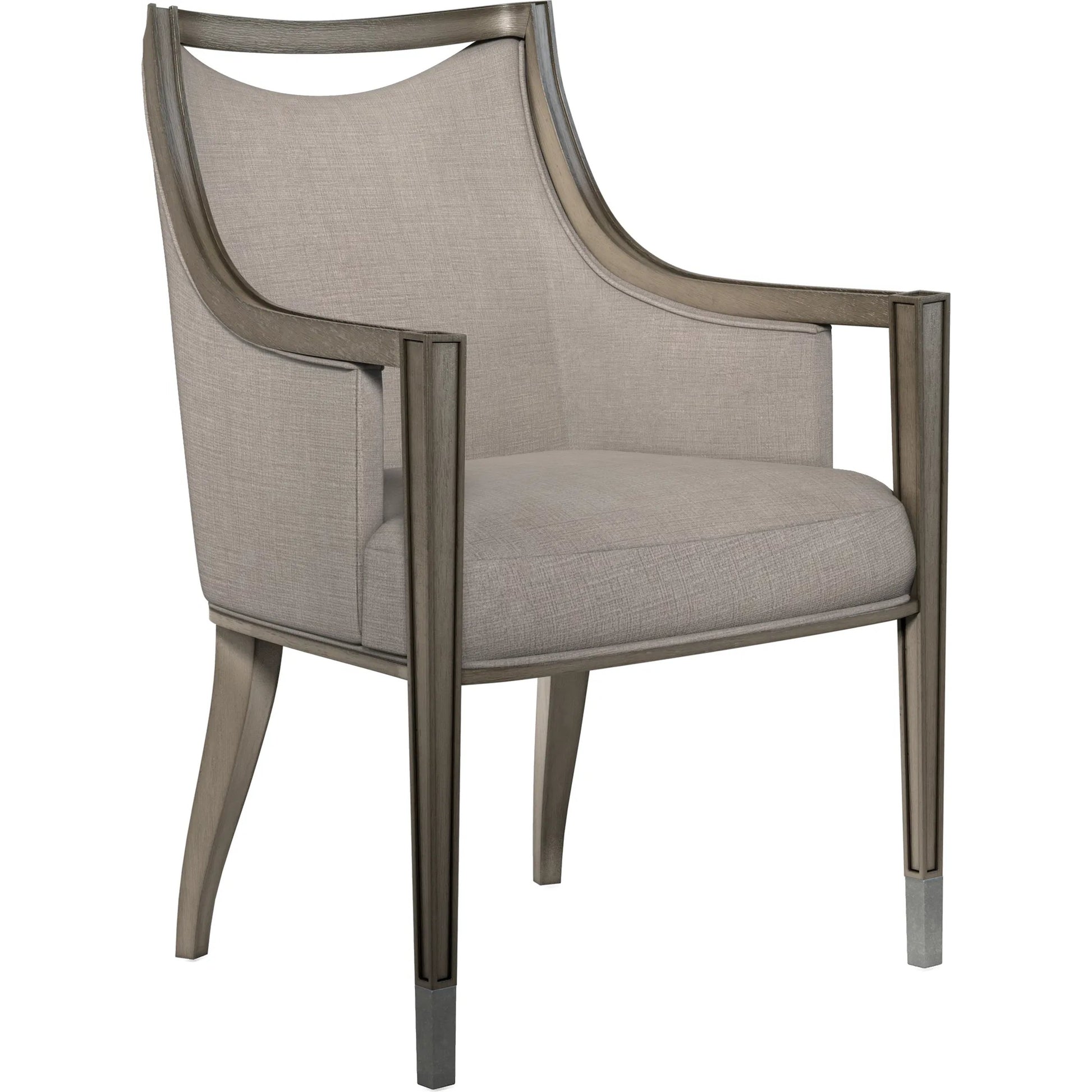 Cove Arm Chair by A.R.T. Furniture in grey and mica. Made from rubberwood solids, foam, fabric, metal in a transitional style.