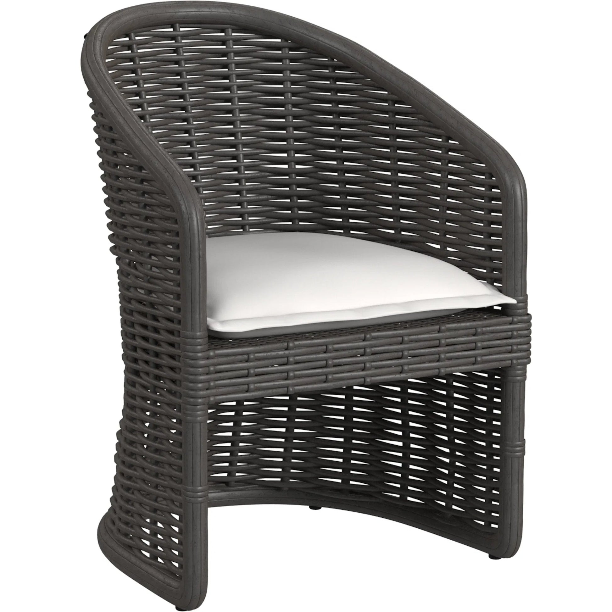 Cabo Outdoor Dining Chair by Sunset West in dark wood. Made from resin wicker in a rustic style.