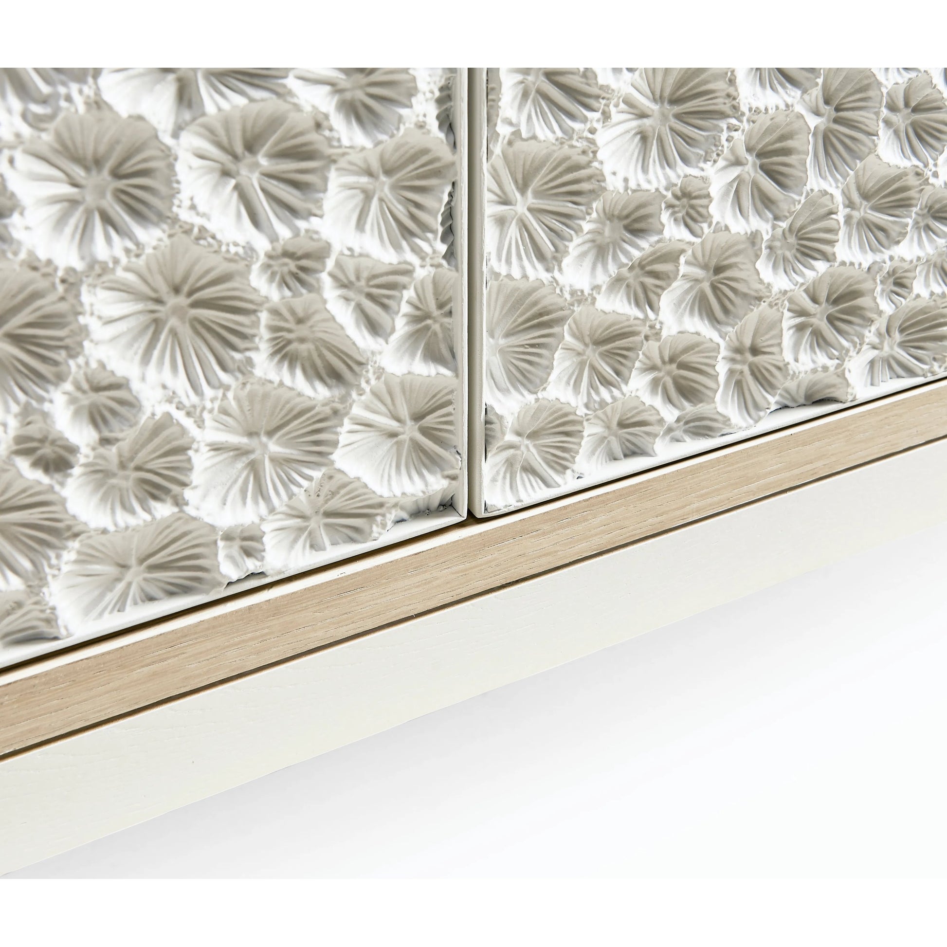 Water Pelagic Cast Metal Credenza by Jonathan Charles in bleached oak. Made from oak, cast metal in a modern style.