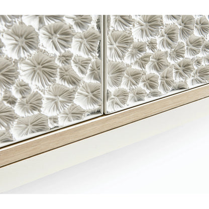 Water Pelagic Cast Metal Credenza by Jonathan Charles in bleached oak. Made from oak, cast metal in a modern style.