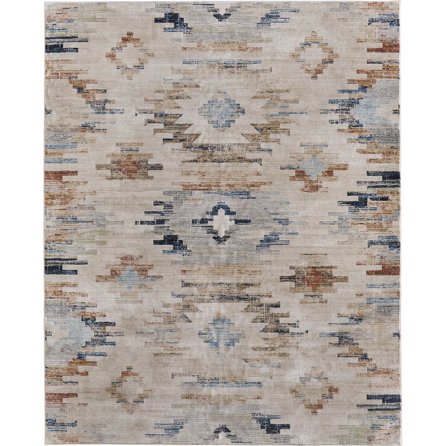 001 SI-2534459,SI-2534460,SI-2534461,SI-2534462,SI-2534463,SI-2534464 | Primary Silo | Melrose Traditional Diamond MEL39ULF Rug by Feizy in ivory, blue, brown. Made from polypropylene, polyester, viscose in a unique style.