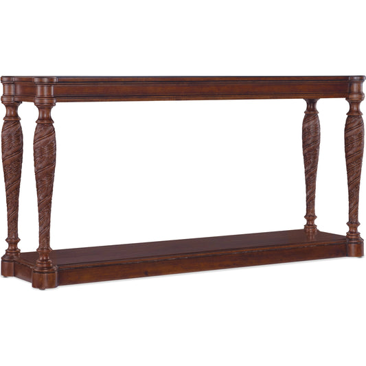 Charleston Console Table by Hooker Furniture in maraschino cherry. Made from cherry veneers, solid-wood edge top in a traditional style.