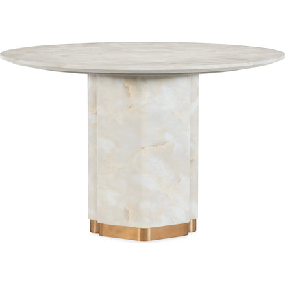 Eleana Round Dining Table by Hooker Furniture in faux onyx. Made from concrete, resin, metal in a modern style.