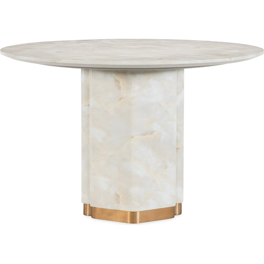 Eleana Round Dining Table by Hooker Furniture in faux onyx. Made from concrete, resin, metal in a modern style.