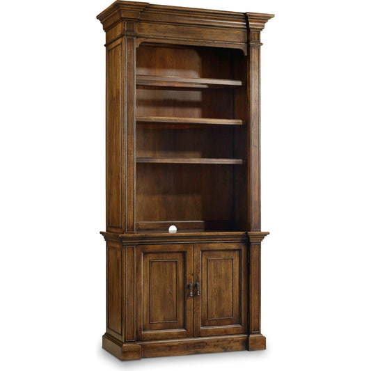 Archivist Bookcase by Hooker Furniture in pecan. Made from pecky pecan veneers in a unique style.