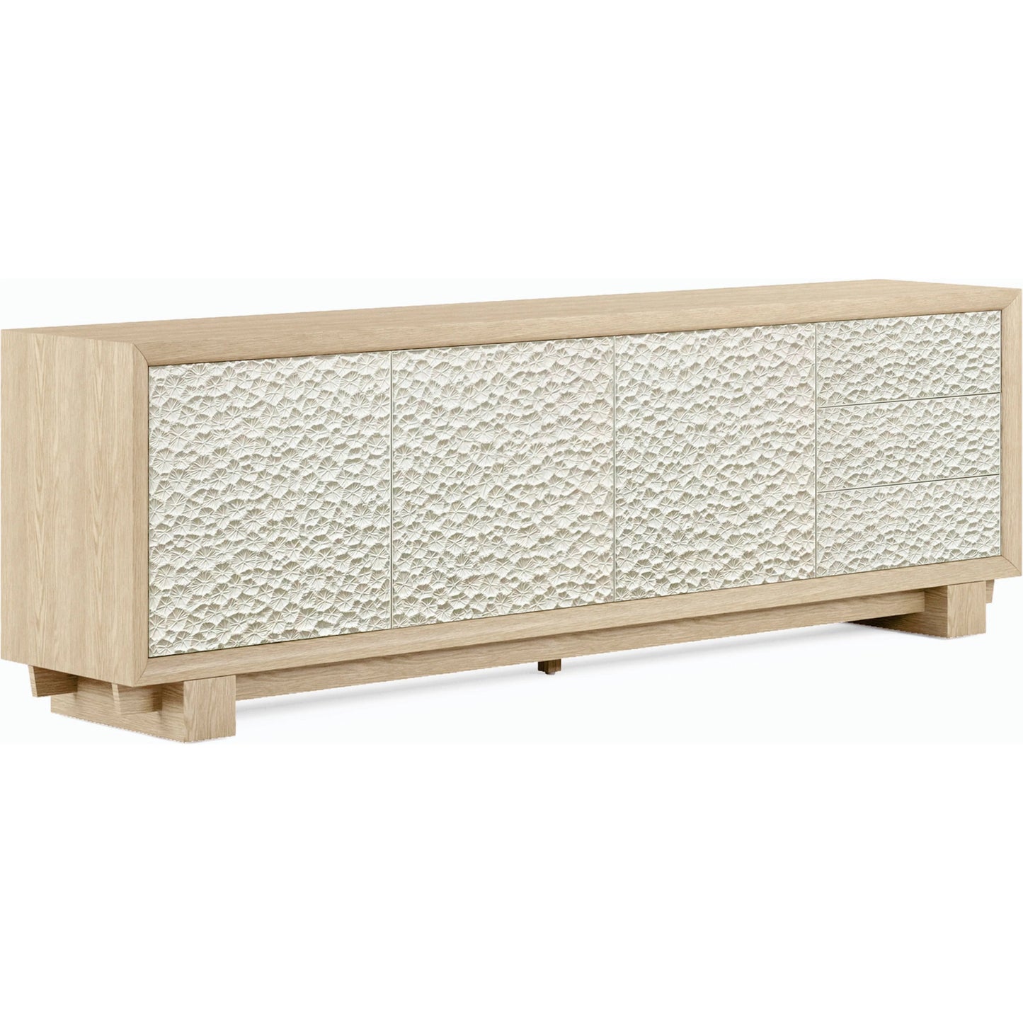 001 SI-2186268 | Primary Silo | Water Pelagic Cast Metal Entertainment Console by Jonathan Charles in bleached oak. Made from oak, cast metal in a modern style.