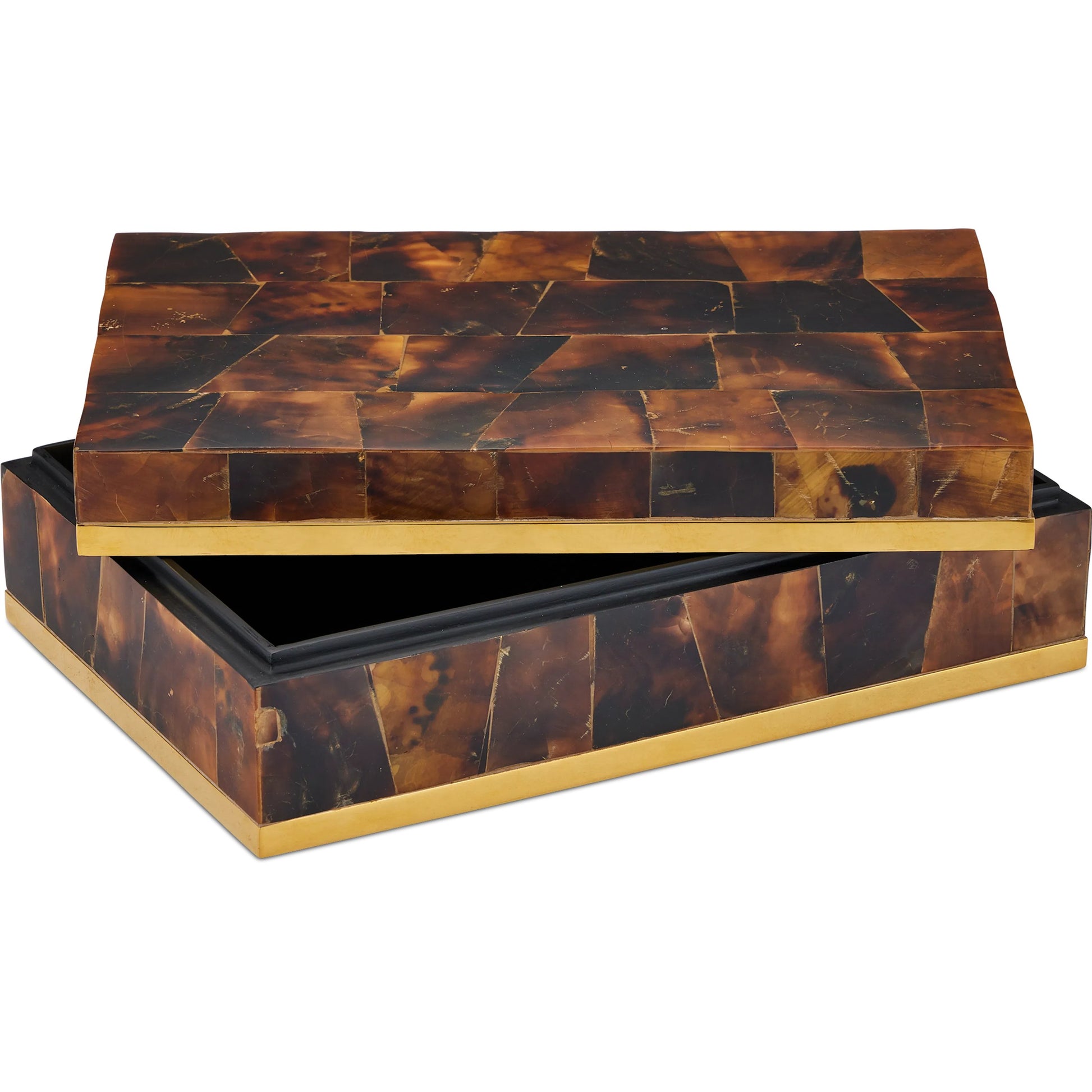 Casey Brown Box by Currey and Company in natural, brass, black. Made from pen shell, stainless steel, engineered wood in a eclectic & global style.
