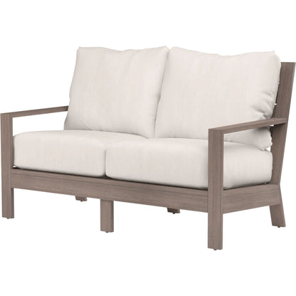 Laguna Outdoor Loveseat by Sunset West in browns. Made from aluminum in a modern style.