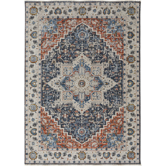 Kaia Transitional Rug - 39HTF by Feizy in ivory, blue, red. Made from 73% polypropylene, 15% viscose, 12% polyester in a unique style.