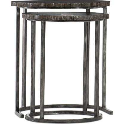 Black Nesting Tables by Hooker Furniture in black. Made from hardwoods, metal tube in a transitional style.
