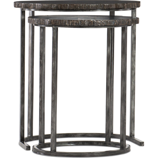 Nesting Tables by Hooker Furniture in black. Made from hardwoods, metal tube in a transitional style.