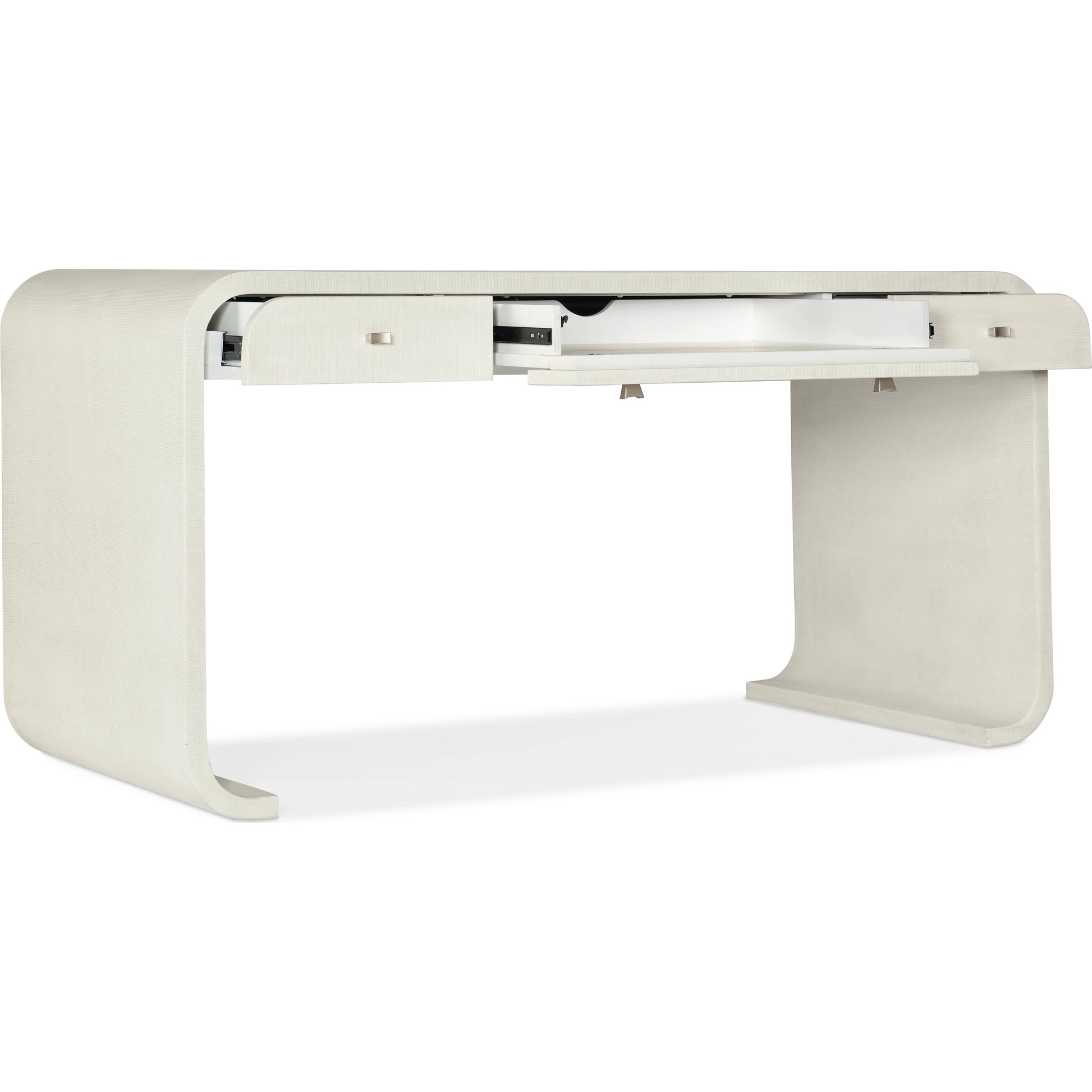 Serenity Bayport Writing Desk by Hooker Furniture in sand dollar, champagne. Made from wood, raffia in a modern style.
