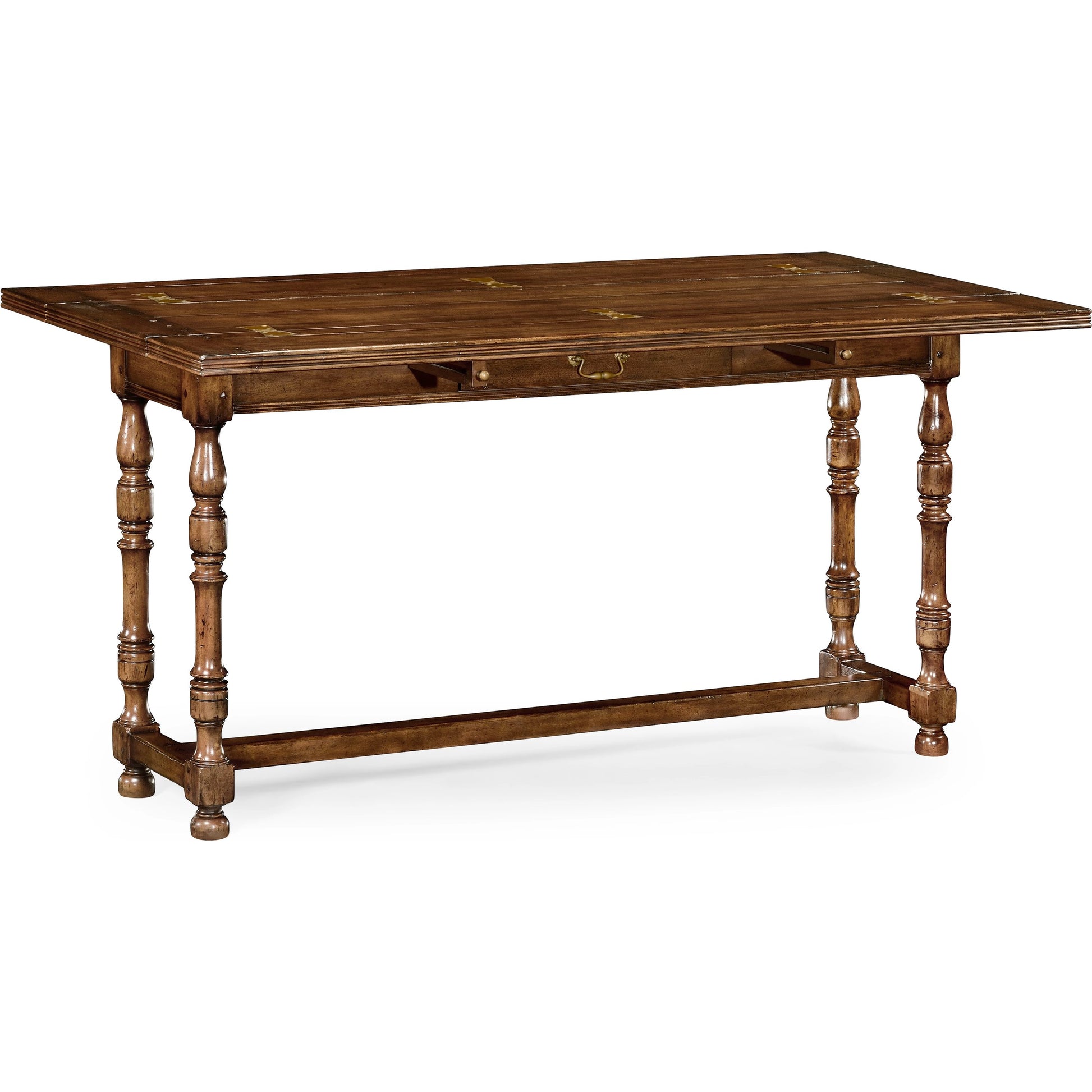 Casual Accents Small Walnut Hunt Table by Jonathan Charles in brown and medium walnut country distressed. Made from acacia in a traditional style.