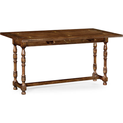 Casual Accents Small Walnut Hunt Table by Jonathan Charles in brown and medium walnut country distressed. Made from acacia in a traditional style.
