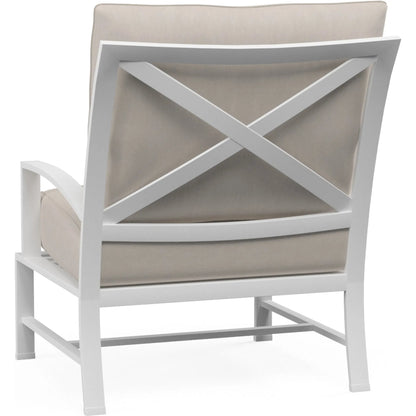 Bristol Outdoor Club Chair Canvas Flax in Canvas Flax w/ Self Welt by Sunset West in white. Made from aluminum in a modern style.