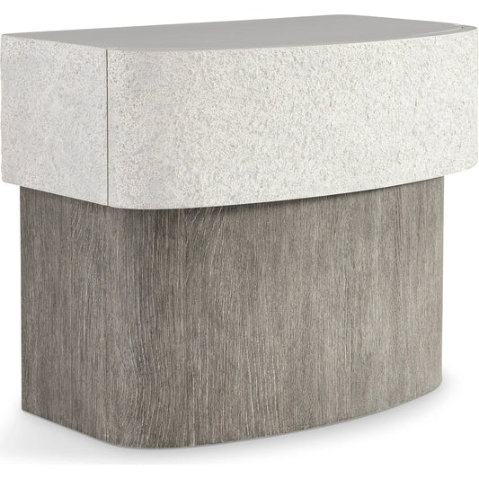 Monolith Nightstand by Bernhardt in millstone, puma. Made from faux stone, wood in a transitional style.