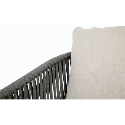Florence Outdoor Club Chair by Sunset West in graphite. Made from olefin rope in a coastal style.