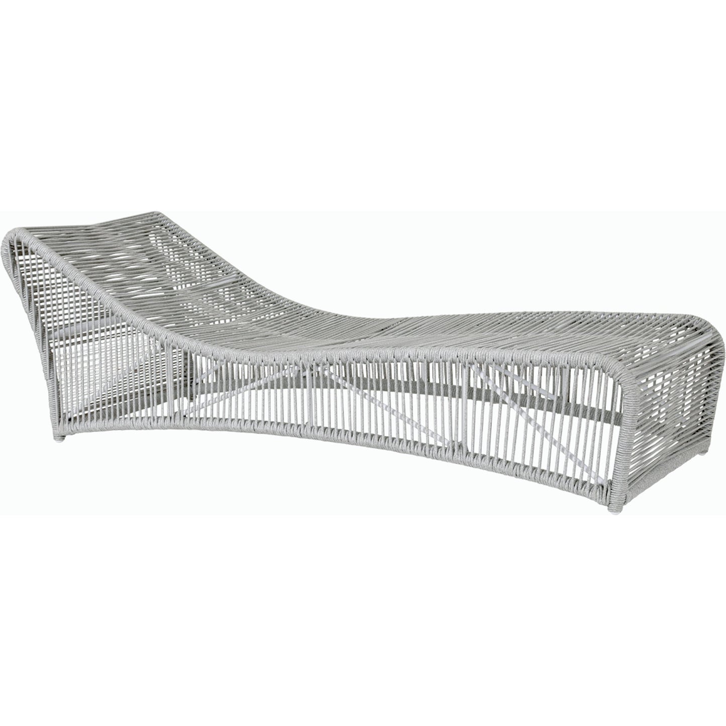 001 SI-2167075 | Additional Silo | Miami Outdoor Cushionless Chaise by Sunset West in frost. Made from olefin rope in a coastal style.