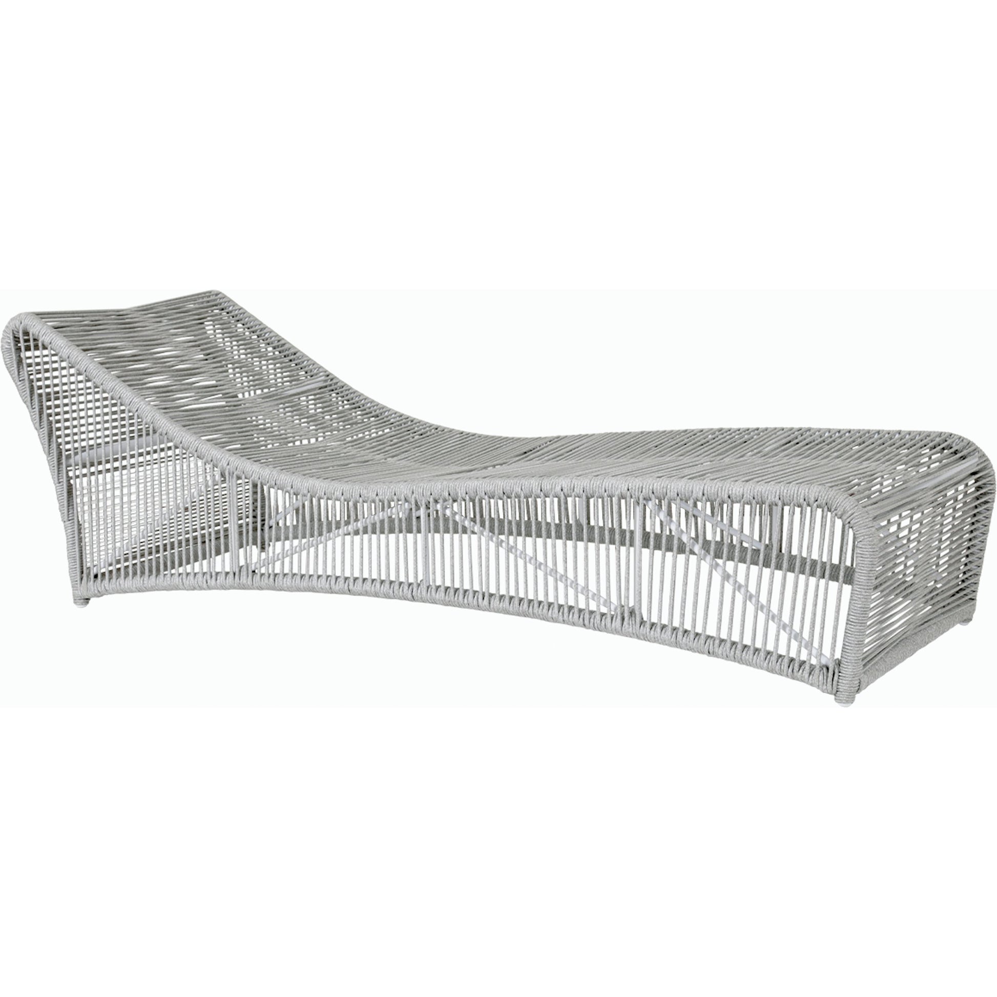 Miami Outdoor Cushionless Chaise by Sunset West in frost. Made from olefin rope in a coastal style.