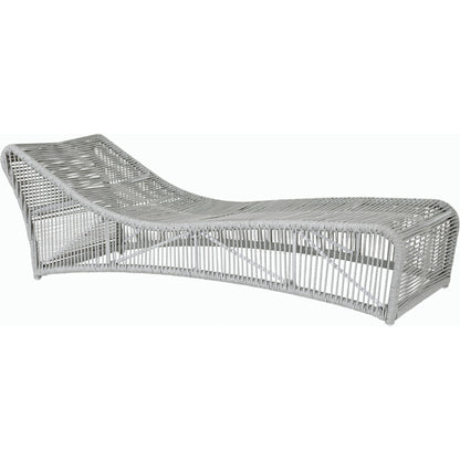 Miami Outdoor Cushionless Chaise by Sunset West in frost. Made from olefin rope in a coastal style.