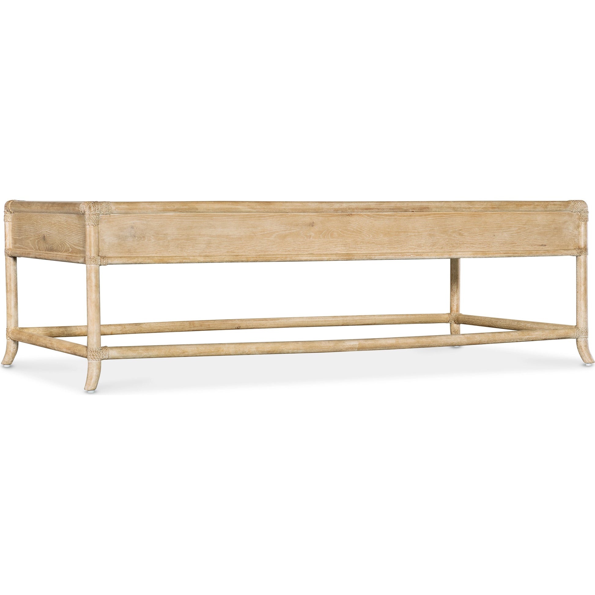Retreat Pole Rattan Cocktail Table by Hooker Furniture. Made from oak, maple veneers with rope in a cottage & farmhouse style.