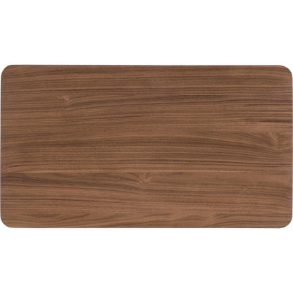 Eleana Three Drawer Nightstand by Hooker Furniture in light caramel, quartered walnut veneers, sunlit bronze metal. Made from walnut veneers in a modern style.