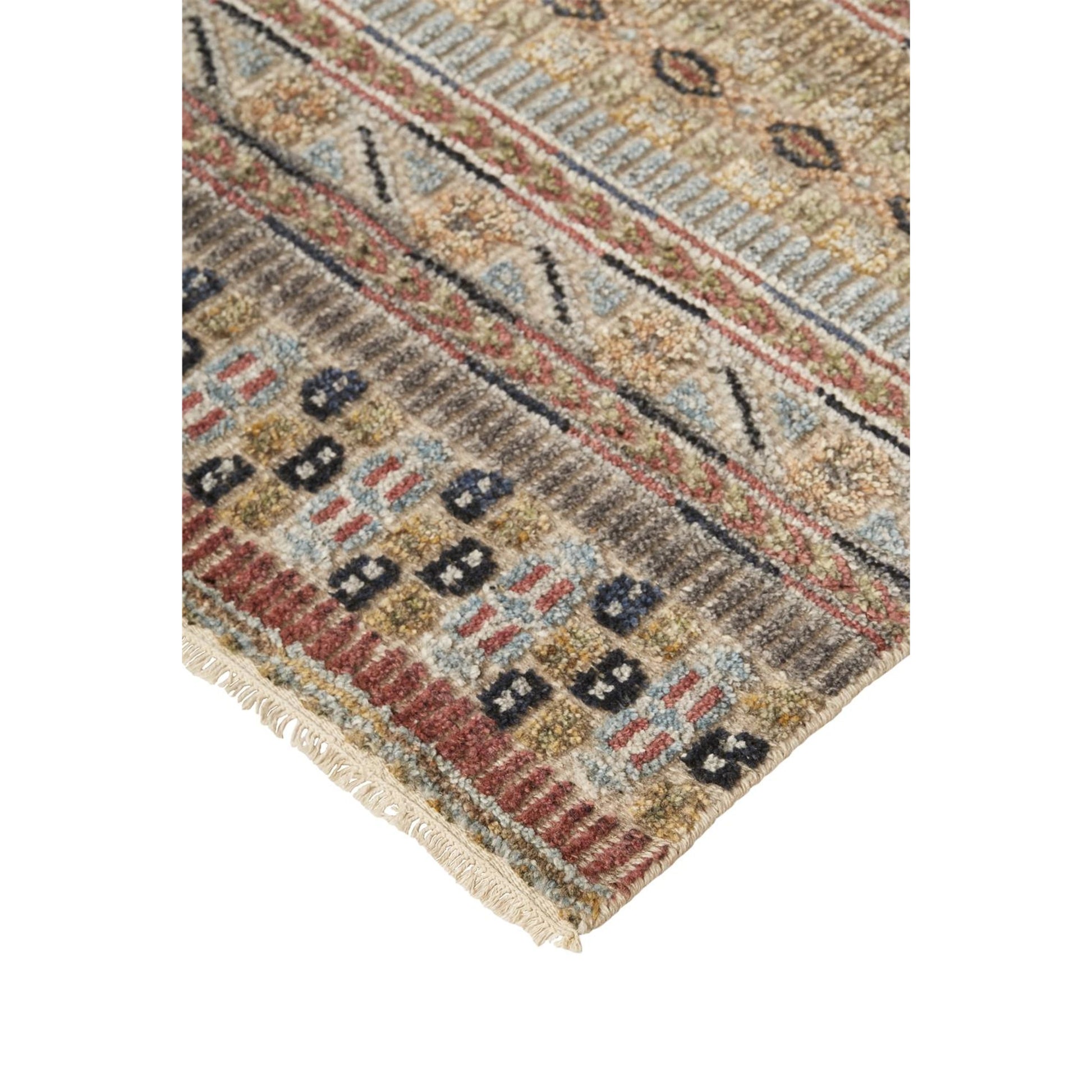 Payton Transitional Stripes Rug - 6498F by Feizy in tan, orange, blue. Made from viscose, wool in a unique style.