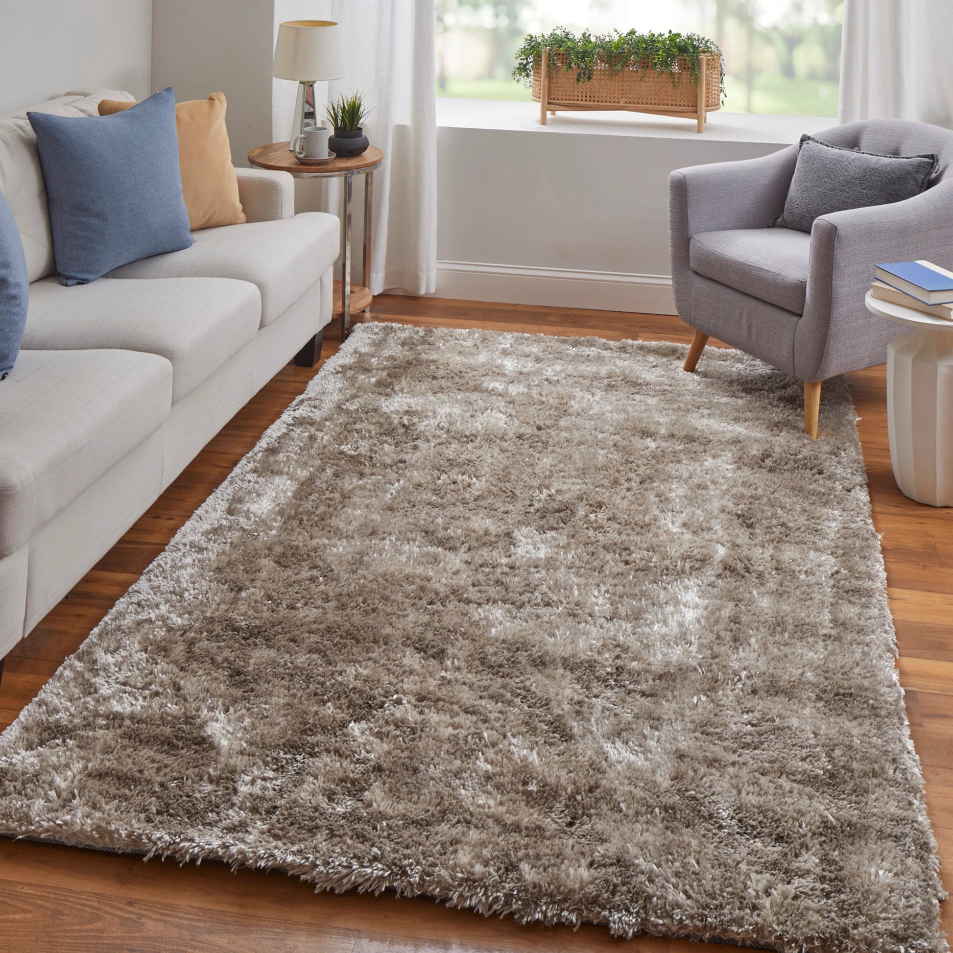 Blunham Solid Rug - 4116F by Feizy in gold, green. Made from polyester, cotton in a unique style.