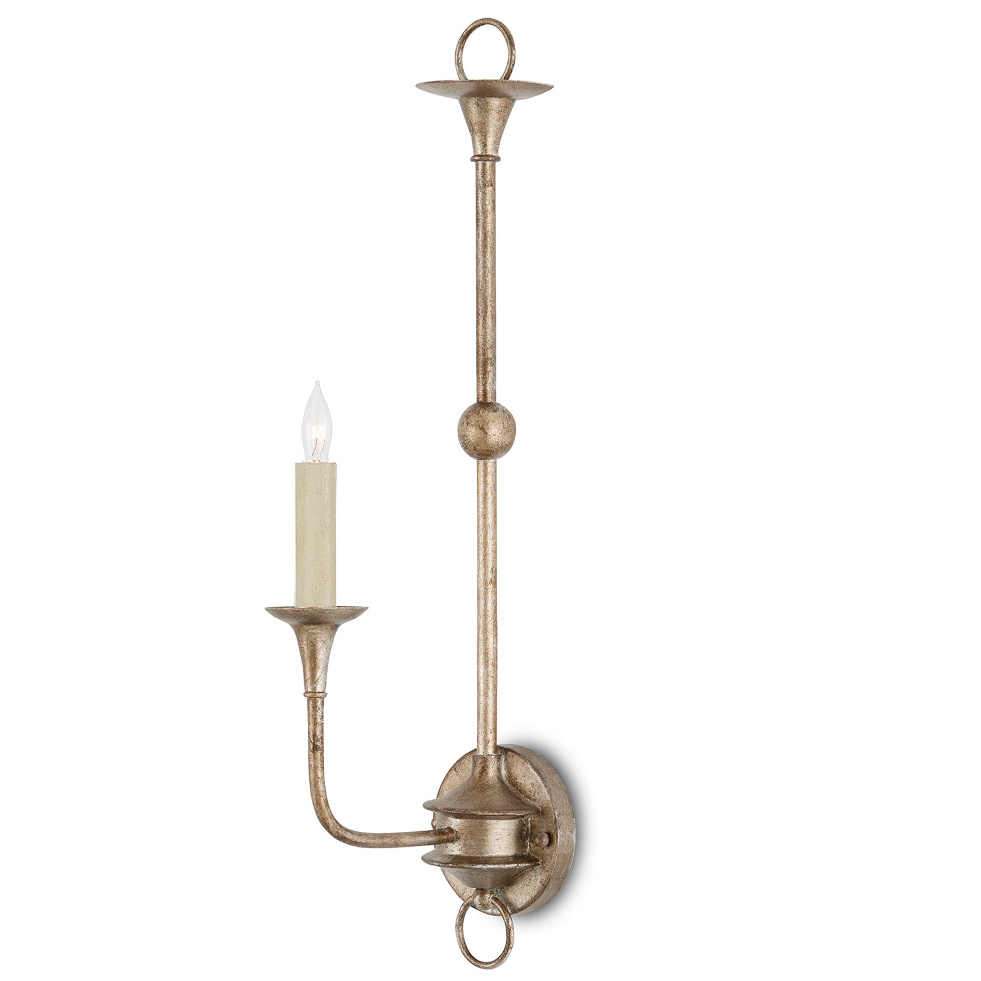 Nottaway Single Wall Sconce by Currey and Company. Made from wrought iron in a traditional style.