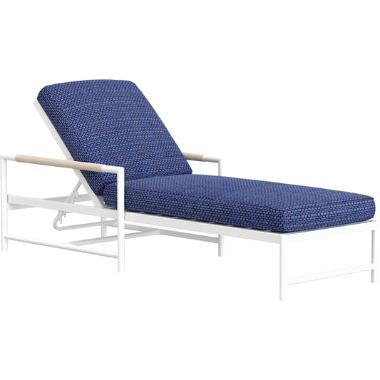 Sabbia Outdoor Chaise by Sunset West in white. Made from olefin rope in a coastal style.
