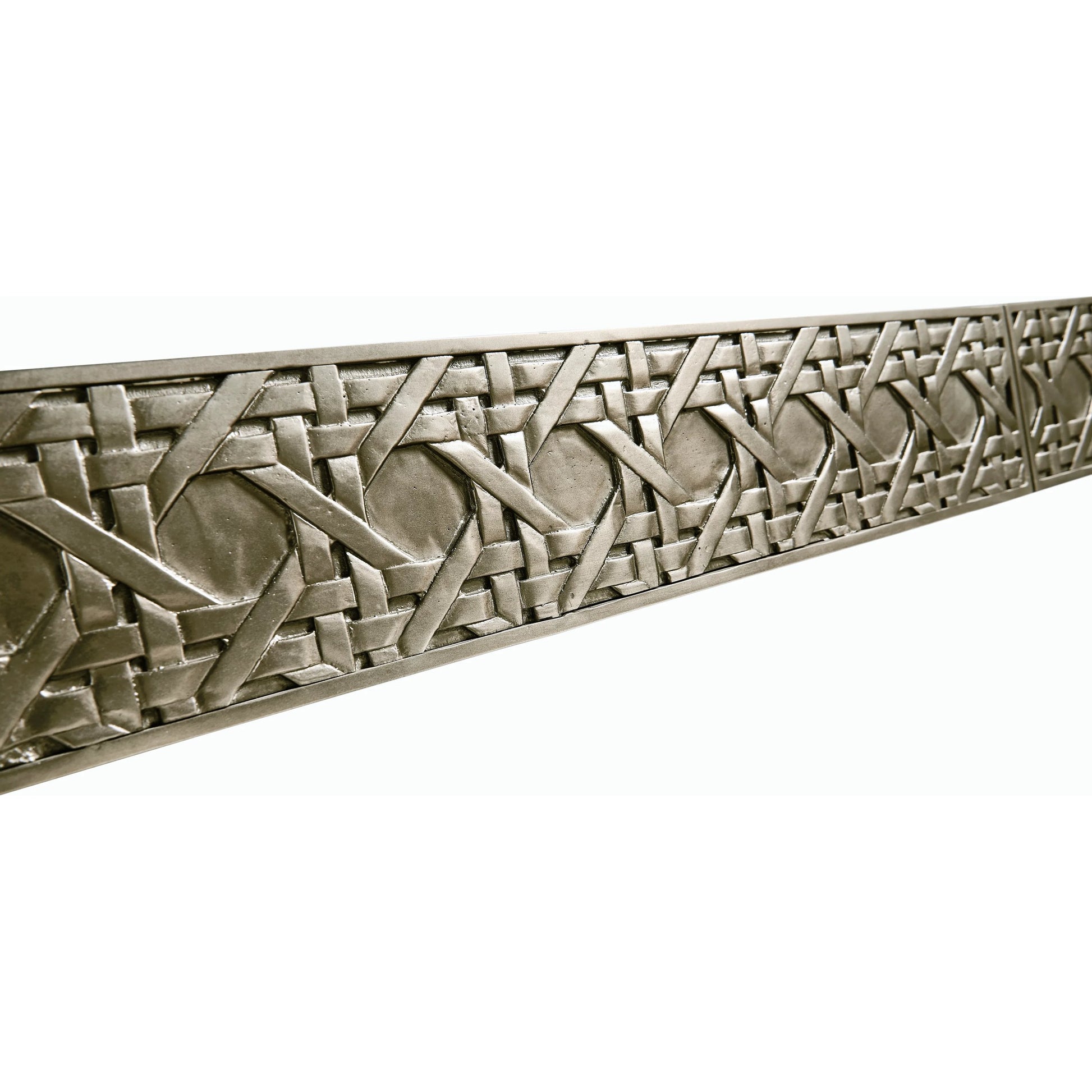 Water Cnoidal Cane Carved Metal Desk by Jonathan Charles in white brass. Made from metal, leather in a modern style.