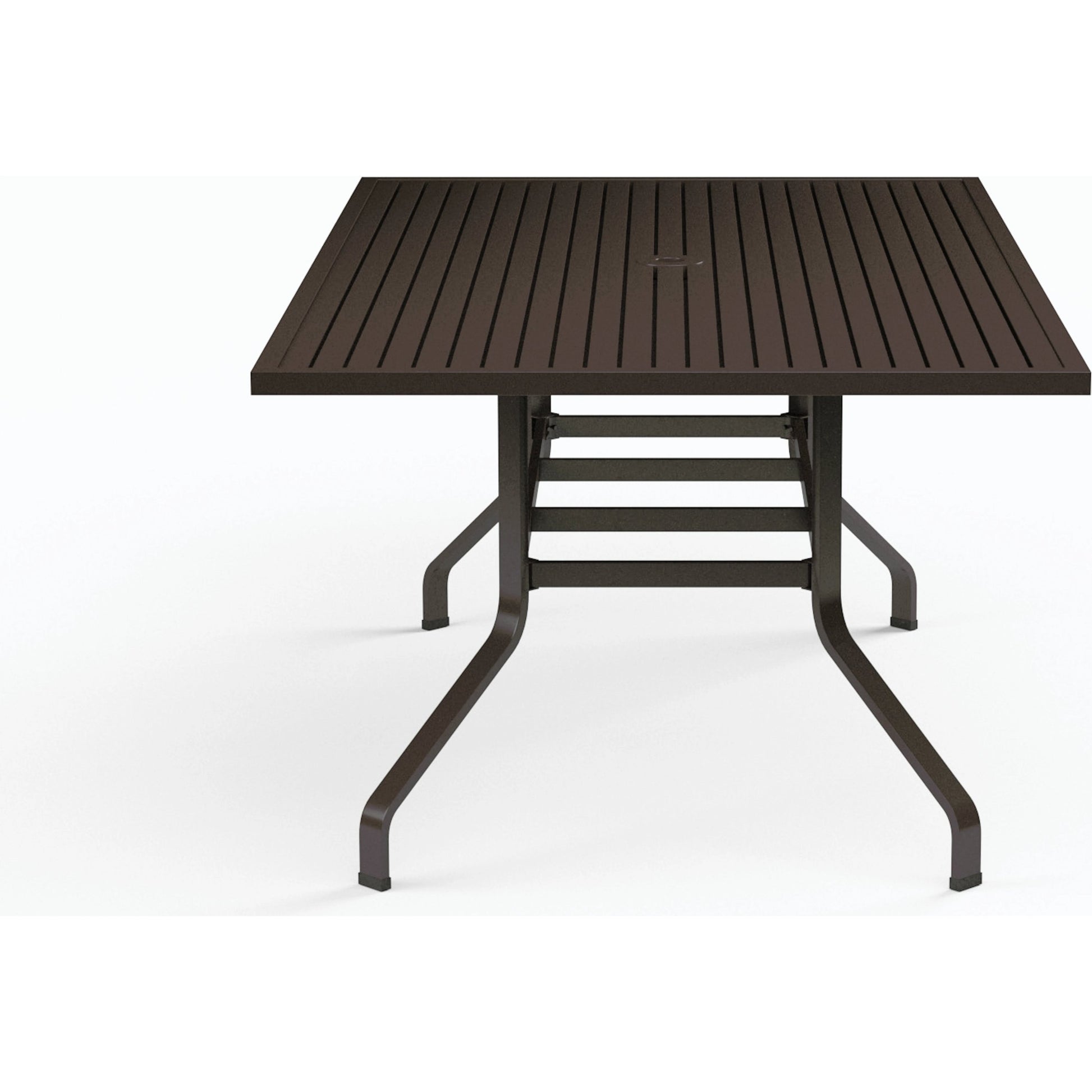 La Outdoor Jolla 72" Rectangular Dining Table by Sunset West in espresso. Made from aluminum in a modern style.