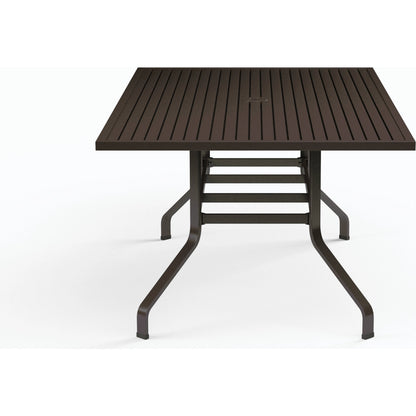 La Outdoor Jolla 72" Rectangular Dining Table by Sunset West in espresso. Made from aluminum in a modern style.