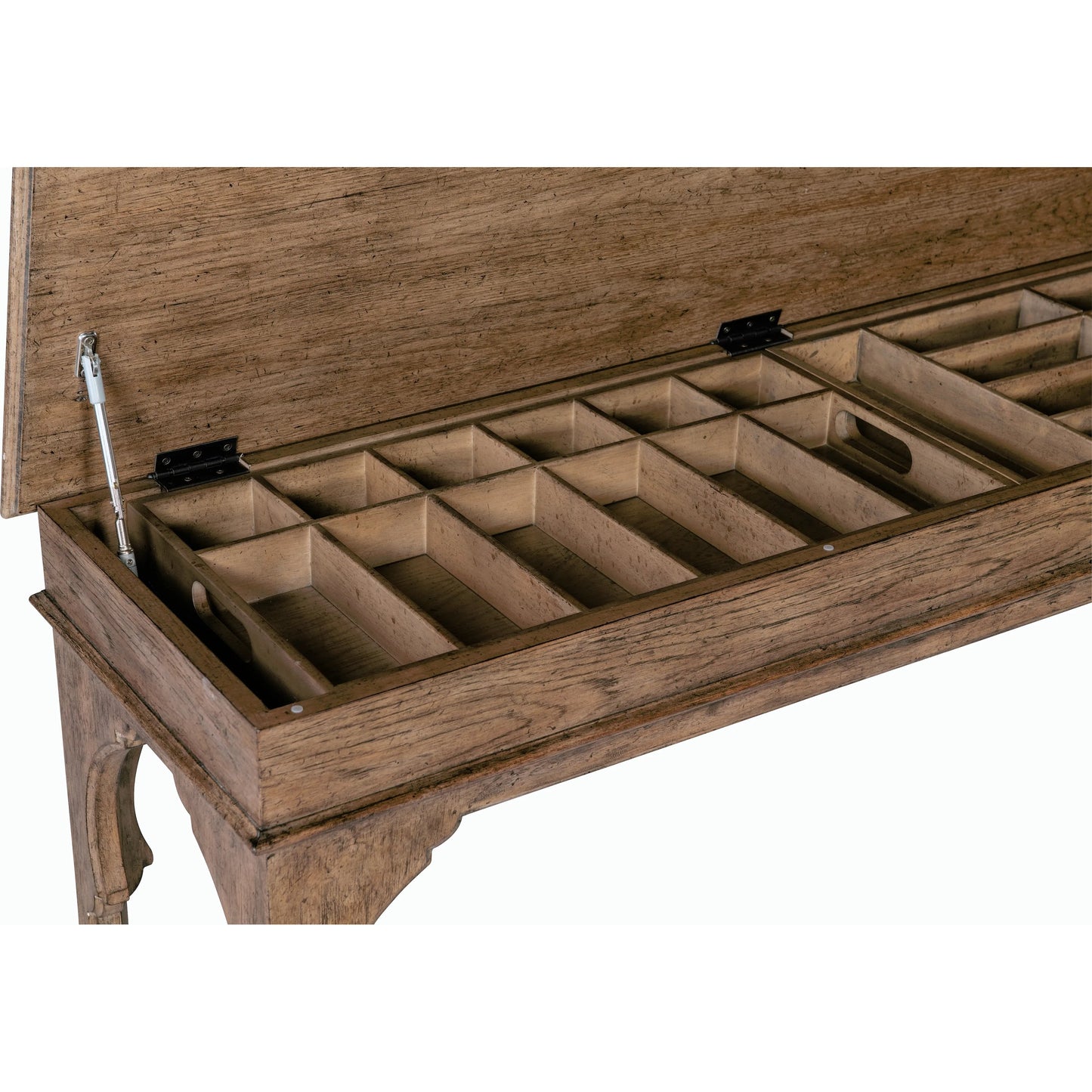005 SI-2185806 | Closeup | Americana Bed Bench by Hooker Furniture in brown and honey finish. Made from oak veneers with solid-wood edge top in a traditional style.