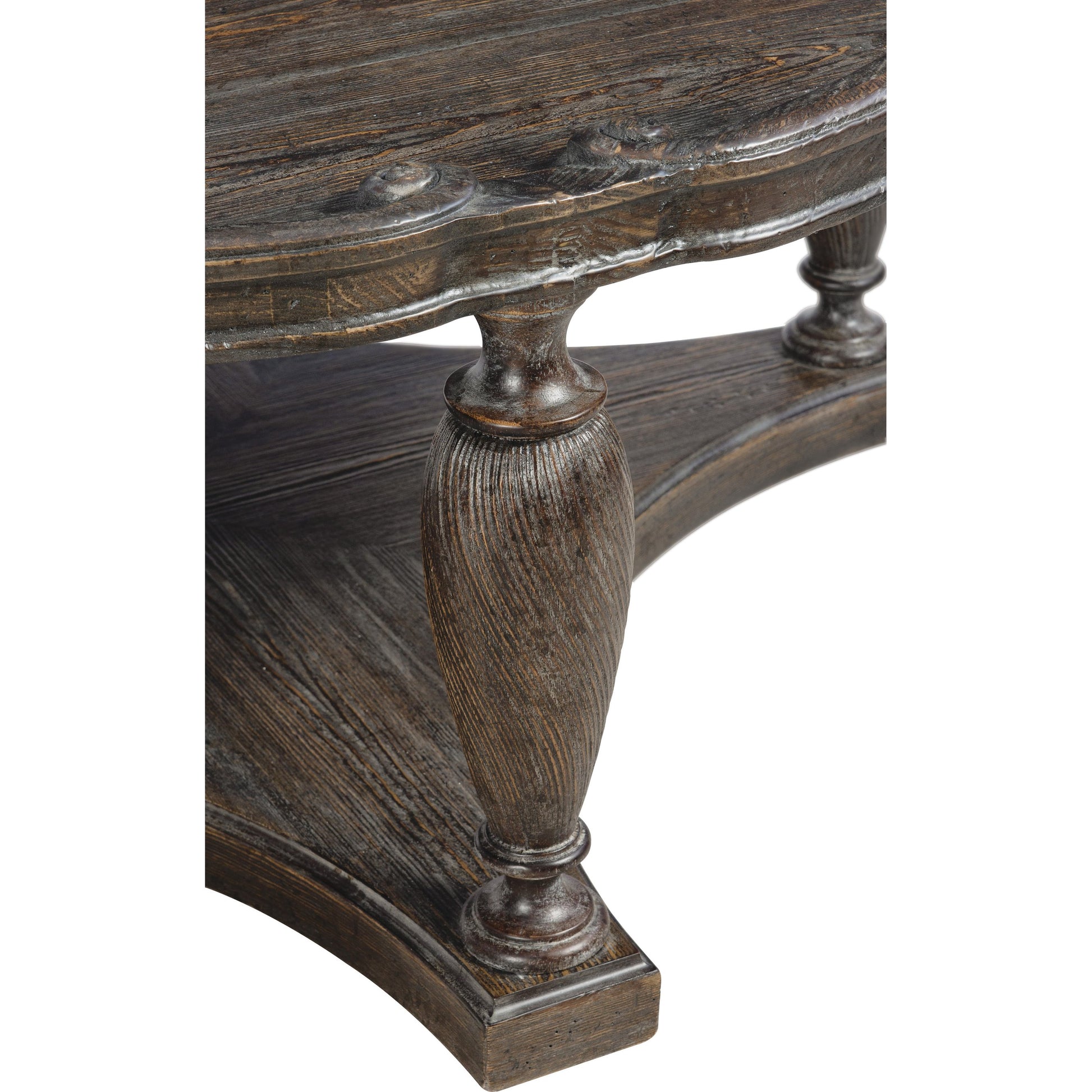 Traditions Round Cocktail Table by Hooker Furniture in pistachio. Made from pine veneers, solid-wood edge top in a cottage & farmhouse style.