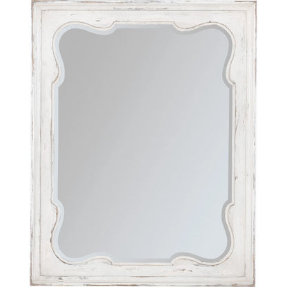 Americana Landscape Mirror by Hooker Furniture in cream and worn white finish. Made from wood and mirror in a modern style.
