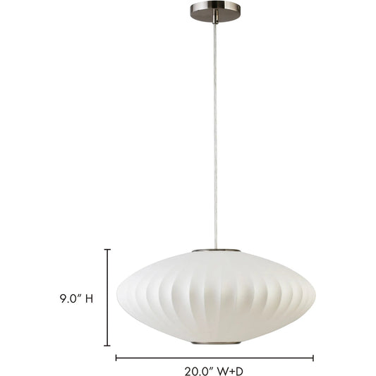 Lys Pendant Light by Moe's Home Collection in white. Made from silk shade, metal canopy in a unique style.