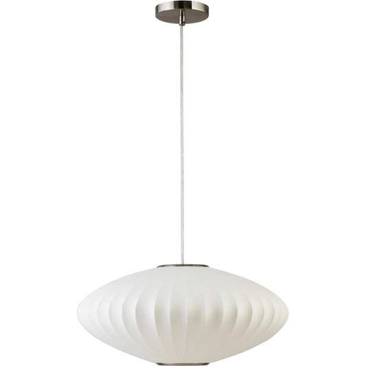 Lys Pendant Light by Moe's Home Collection in white. Made from silk shade, metal canopy in a unique style.
