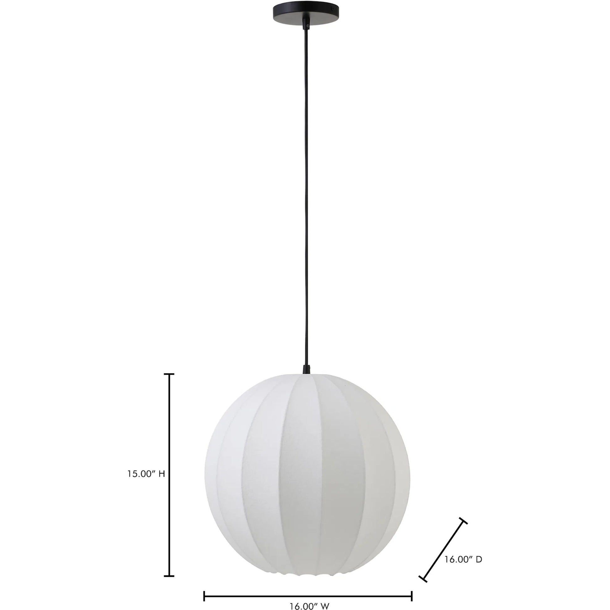 Illume Pendant Light by Moe's Home Collection in white. Made from silk shade, metal canopy in a modern style.