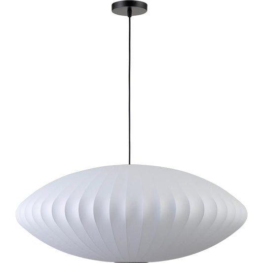 Lys Pendant Light by Moe's Home Collection in white. Made from silk shade, metal canopy in a unique style.