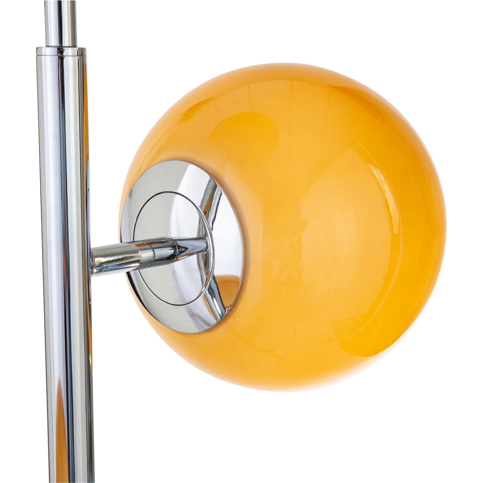 Ida Floor Lamp by Moe's Home Collection in amber, silver. Made from glass shade, metal base in a eclectic & global style.