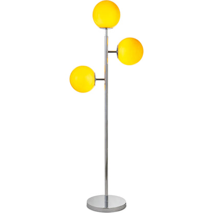 Ida Floor Lamp by Moe's Home Collection in amber, silver. Made from glass shade, metal base in a eclectic & global style.