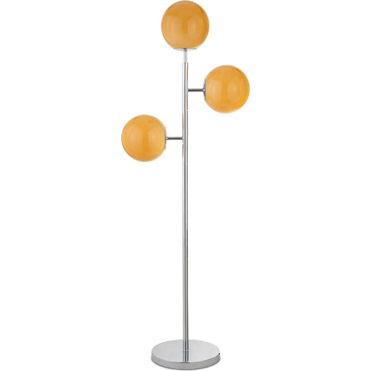 Ida Floor Lamp by Moe's Home Collection in amber, silver. Made from glass shade, metal base in a unique style.