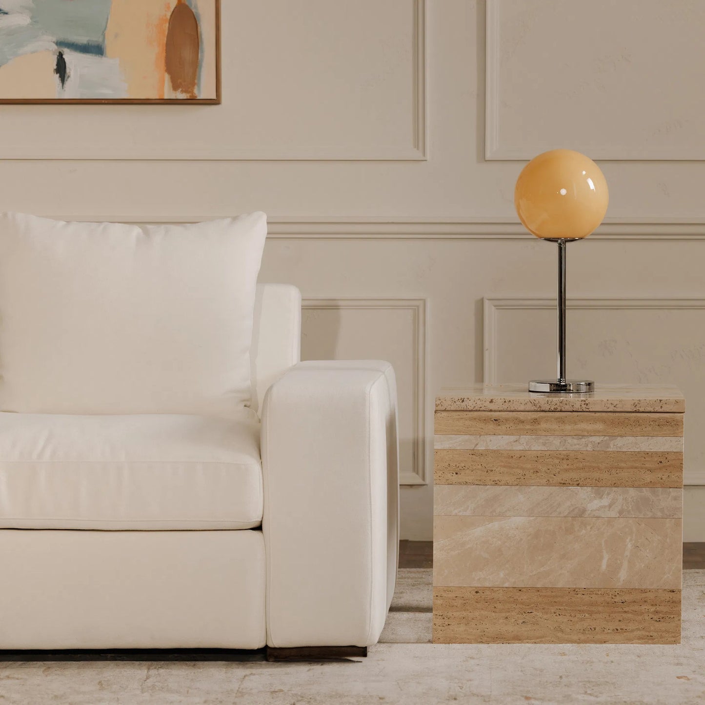 003 SI-2368105 | Lifestyle | Ida Table Lamp by Moe's Home Collection in amber, silver. Made from glass shade, metal base in a eclectic & global style.