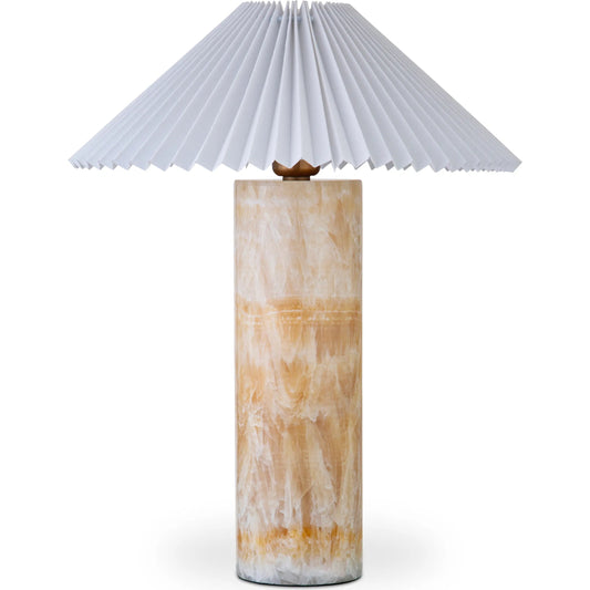 Rora Table Lamp by Moe's Home Collection in natural. Made from cloth shade, marble base in a unique style.